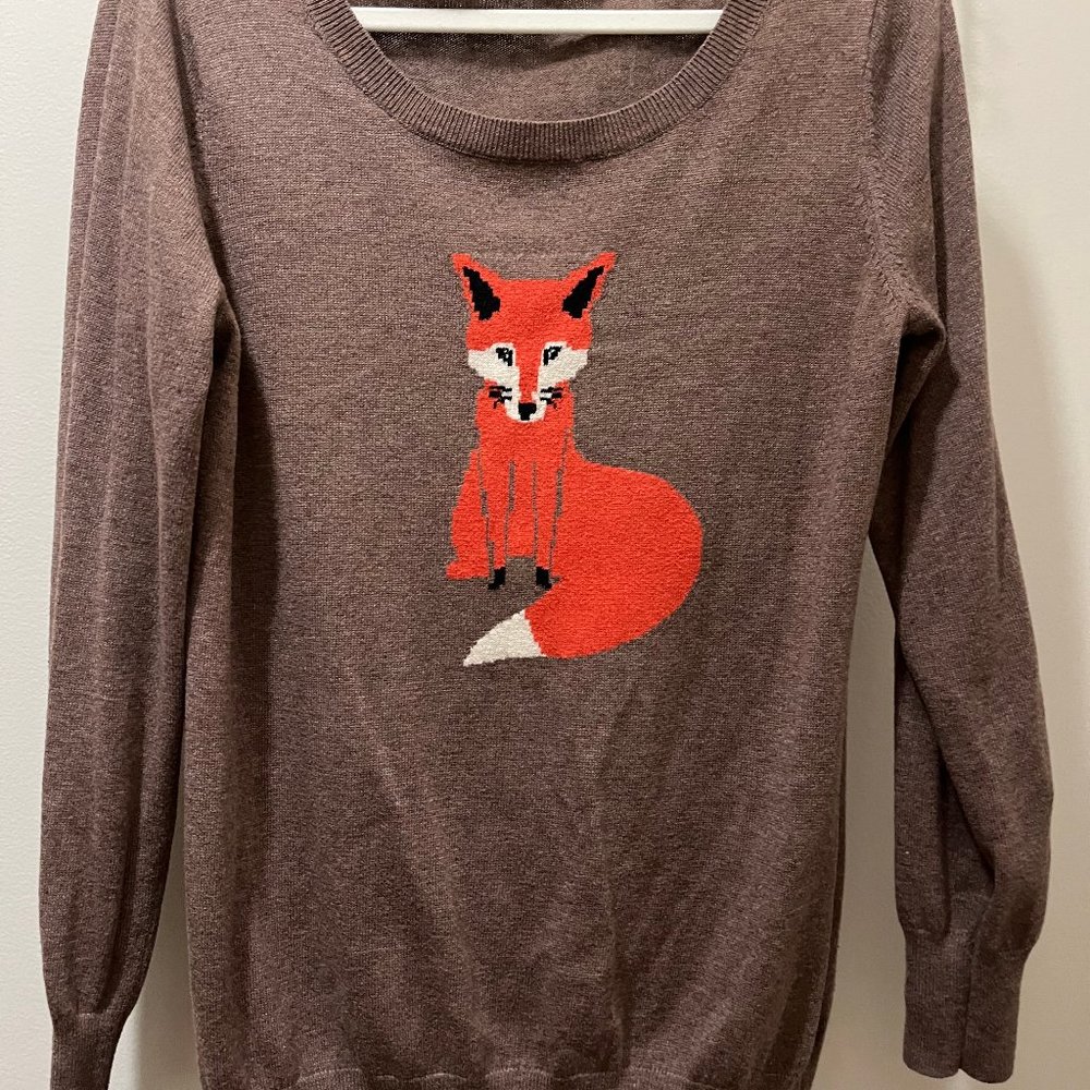 Old Navy Womens Brown Fox Print Crewneck Sweater, Size Large